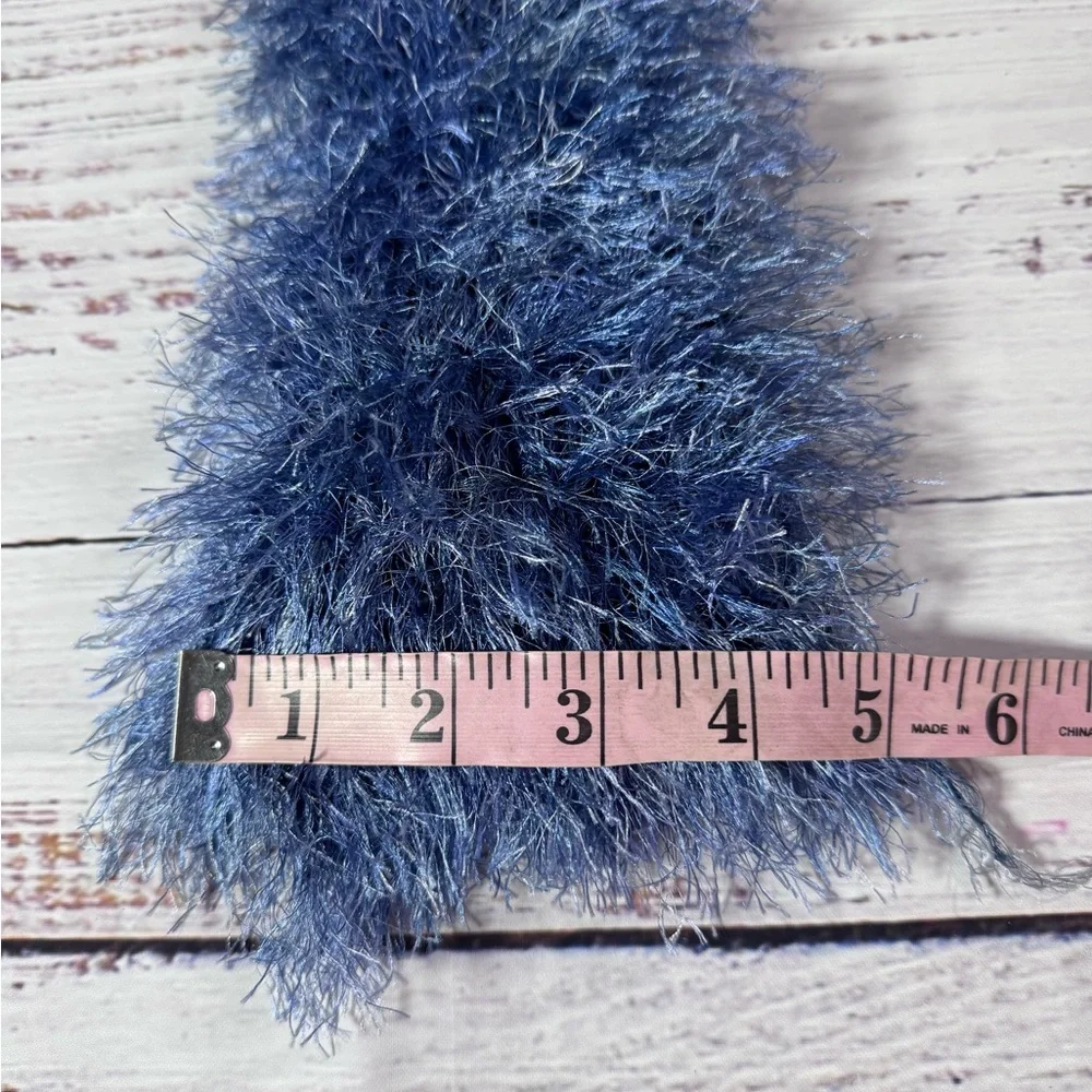 Fuzzy Light Navy Blue Eyelash Scarf